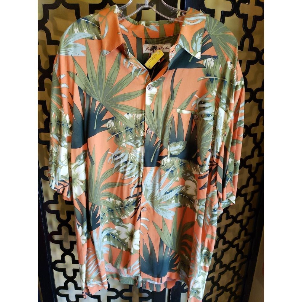 Joe Marlin Orange Hawaiian Shirt Size‎ XL